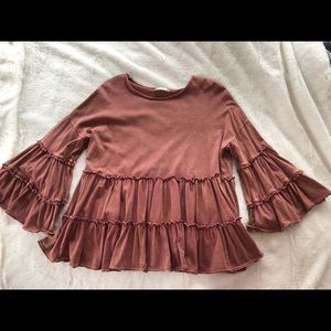 Burnt orange ruffle top
